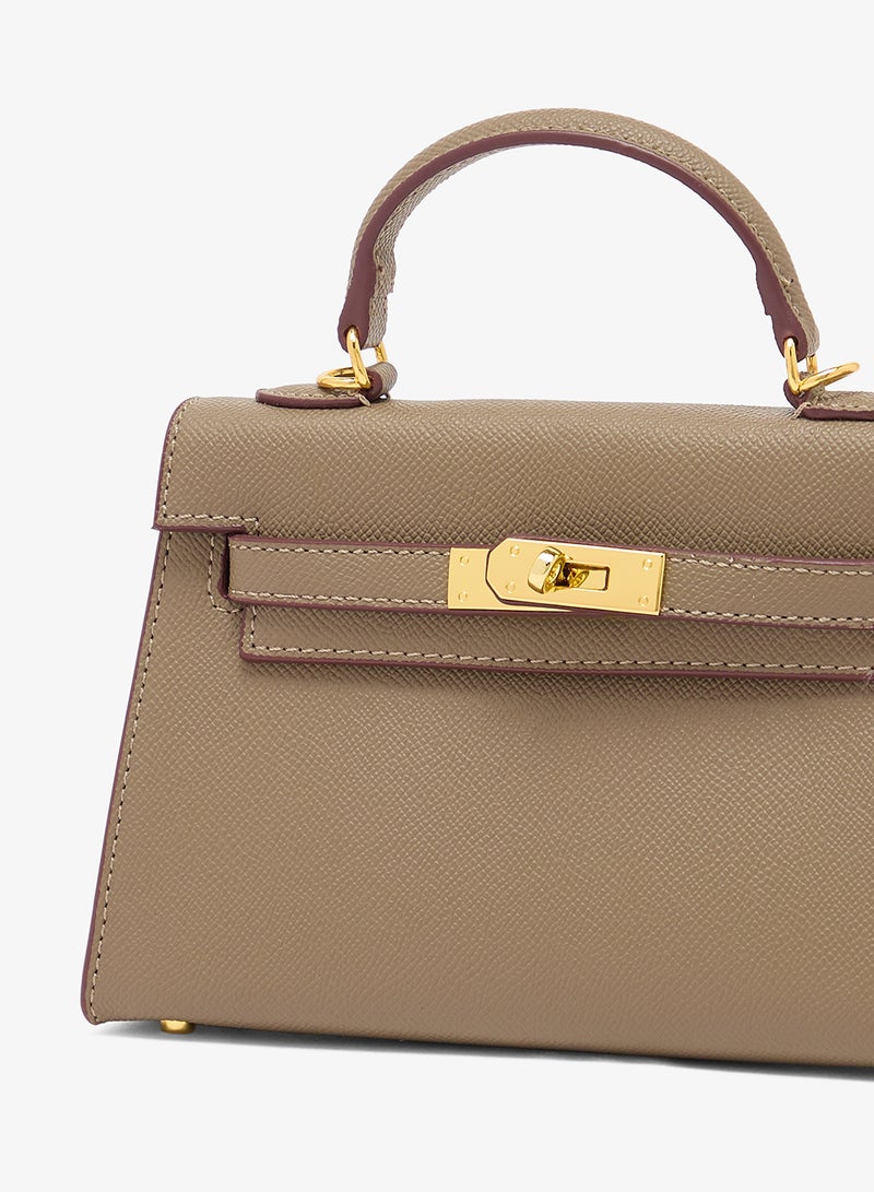 ELLA Structured Gold Accent Satchel Bag - Image 3